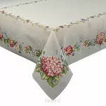 Obrus gobelinowy 140x180 1227 popielaty z wzorem kwiatów hortensji - 6