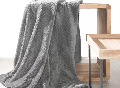 Koc 170x210 CINDY stalowy puszysty w jodełkę Design 91