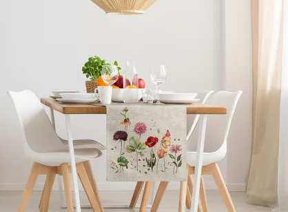 Bieżnik gobelinowy 40x100 1239 naturalny z wzorem kwiatów polnych