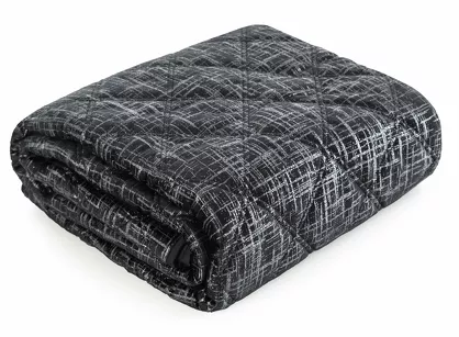 Narzuta welwetowa 170x210 BLINK 6 czarna błyszcząca srebrny przecierany wzór