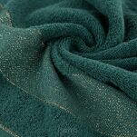 Ręcznik 70x140 NESSY ciemna zieleń z szeroką żakardową bordiurą  przetykaną metaliczną nicią 500 g/m2  - 3