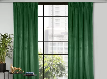 Zasłona gotowa na taśmie 140x270 ROSA welwetowa ciemna zieleń Design 91