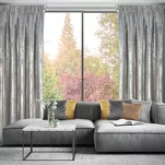 Zasłona na taśmie 140x270 RENIA welwetowa srebrna z szampańskim przecieranym wzorem - 11