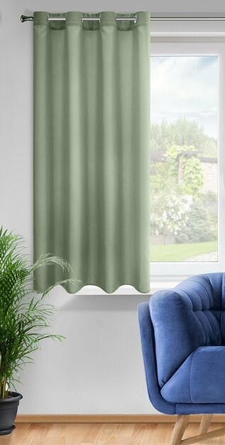 Zasłona na przelotkach 140x175 RITA jednokolorowa oliwkowa z miękkiej tkaniny