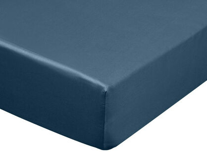 Prześcieradło z satyny bawełnianej z gumką DINA granatowe 220x200 z kolekcji Diva Line