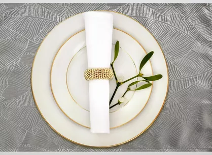 Serwetka 30x40 ISLA srebrna z żakardowym wzorem liści bananowca 4 szt.