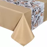 Obrus 140x260 z bieżnikiem 33x260 ANITA 5 beżowy z wzorem liści - 4