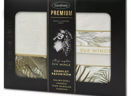 Komplet ręczników EVA 17 Eva Minge beżowe z botanicznym wzorem w liście z kolekcji Premium