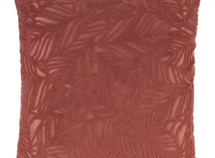 Poszewka welwetowa 40x40 OCTAVIA ciemny róż z wzorem liści