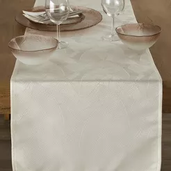 Bieżnik 40x140 ISLA kremowy z żakardowym wzorem liści bananowca