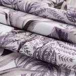 Bieżnik welwetowy 40x140 DAVOS 2 biały pikowany z wzorem egzotycznych fioletowych i szarych liści - 4