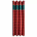 Zasłona świąteczna 140x250 CHERRY welwetowa czerwona z zieloną kratką na przelotkach - 5