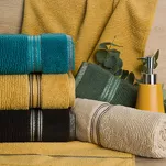 Ręcznik 70x140 FILON ciemna zieleń zdobiony bordiurą w prążki z połyskującą srebrną nicią - 2