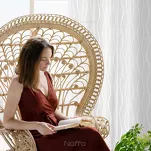 Firana na przelotkach 140x250 FELICJA biała z etaminy zdobiona geoetryczną aplikacją - 9