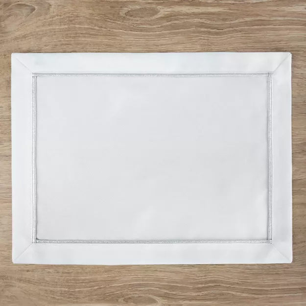 Serwetka 30x40 MADELE biała zdobiona srebrną lamówką 4 szt.