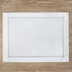 Serwetka 30x40 MADELE biała zdobiona srebrną lamówką 4 szt.