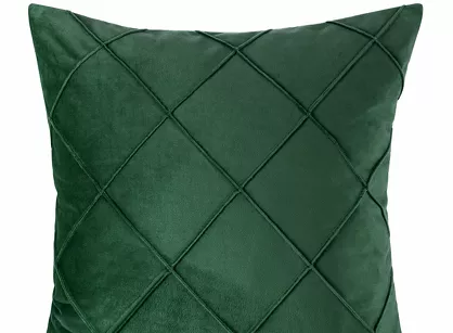 Poszewka welwetowa 45x45 NALA 2 ciemna zieleń przeszywana w geometryczny wzór rombów