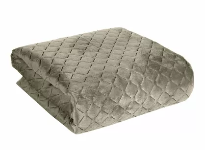 Narzuta welwetowa 220x240 DIMON ciemny beż pikowana w geometryczny wzór