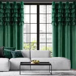 Zasłona na przelotkach 140x250 AURA welwetowa ciemna zieleń jednokolorowa zdobiona w górnej części falbanami - 8