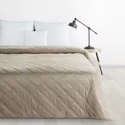 Narzuta welwetowa 200x220 LUIZ beżowa błyszcząca srebrny przecierany wzór