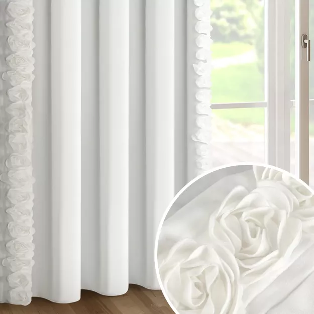 Zasłona na taśmie 140x270 ROSES Eva Minge welwetowa kremowa aplikacja róż 3D