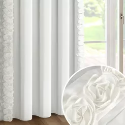 Zasłona na taśmie 140x270 ROSES 14 Eva Minge welwetowa kremowa aplikacja róż 3D