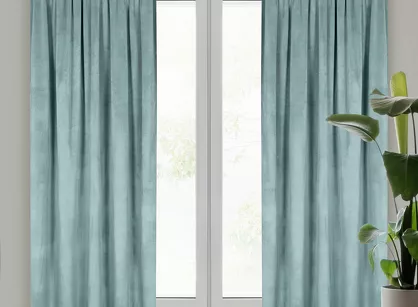 Zasłona gotowa na taśmie 140x270 MELANIE welwetowa szałwiowa o aksamitnej strukturze