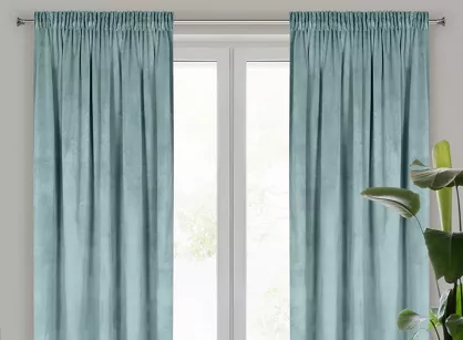 Zasłona na taśmie 140x270 MELANIE welwetowa szałwiowa o aksamitnej strukturze