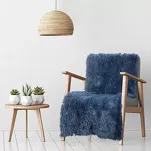 Koc na fotel futrzany 70x160 TIFANY 1 granatowy jednokolorowy puszysty z kolekcji Design 91 - 11