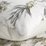 Pościel satynowa 220x200 SPRING 49 biała stalowy wzór roślinny - 7