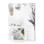 Pościel satynowa 220x200 SPRING 49 biała stalowy wzór roślinny - 5