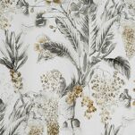 Pościel satynowa 220x200 SPRING 49 biała stalowy wzór roślinny - 3