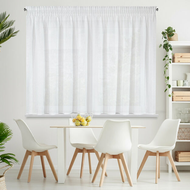 Firana na taśmie 400x145 VIOLA biała z etaminy z delikatnym połyskiem