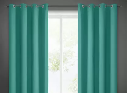 Zasłona na przelotkach 135x250 LOGAN zaciemniająca turkusowa jednokolorowa z półmatowej tkaniny