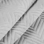 Narzuta jednokolorowa 170x210 LEN 3 srebrna pikowana w gęstą jodełkę imitująca len - 6