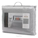 Narzuta jednokolorowa 170x210 LEN 3 srebrna pikowana w gęstą jodełkę imitująca len - 2