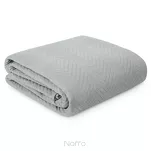 Narzuta jednokolorowa 170x210 LEN 3 srebrna pikowana w gęstą jodełkę imitująca len - 3