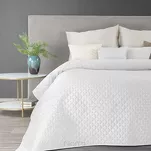 Narzuta welwetowa 200x220 DIMON biała pikowana w geometryczny wzór - 5