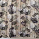 Zasłona na taśmie 140x270 LOTOS beżowa z wzorem zielonych kwiatów i liści lotosu efekt 3D - 8