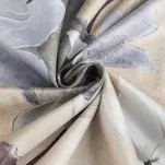 Zasłona na taśmie 140x270 LOTOS beżowa z wzorem zielonych kwiatów i liści lotosu efekt 3D - 9