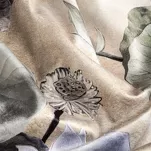 Zasłona na taśmie 140x270 LOTOS beżowa z wzorem zielonych kwiatów i liści lotosu efekt 3D - 10