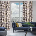 Zasłona na taśmie 140x270 LOTOS beżowa z wzorem zielonych kwiatów i liści lotosu efekt 3D - 14