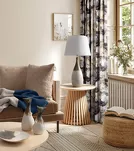 Zasłona na taśmie 140x270 LOTOS beżowa z wzorem zielonych kwiatów i liści lotosu efekt 3D - 16