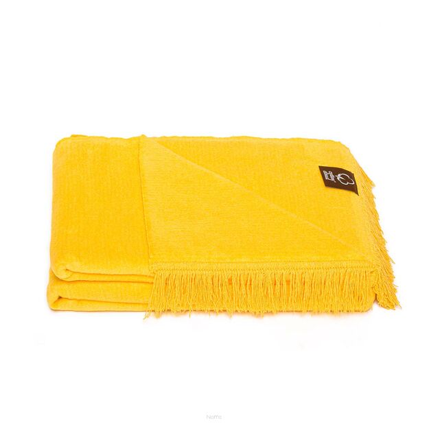 Koc bawełniany 150x200 0293-40 żółty gładki z frędzlami