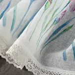 Zazdrostka w tunelu 150x60 DOLOREZ biała z etaminy zdobiona koronką z nadrukiem różowych kwiatów - 3