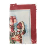 Bieżnik świąteczny 40x100 XMAS gobelinowy naturalny w zimowej scenerii z czerwoną obwódką - 3