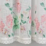 Zazdrostka gotowa w tunelu 150x60 ASTEJA biała z różowym wzorem kwiatów i bawełnianą koronką - 6
