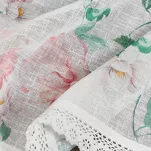 Zazdrostka gotowa w tunelu 150x60 ASTEJA biała z różowym wzorem kwiatów i bawełnianą koronką - 8