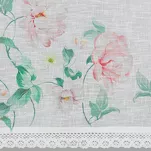 Zazdrostka gotowa w tunelu 150x60 ASTEJA biała z różowym wzorem kwiatów i bawełnianą koronką - 4