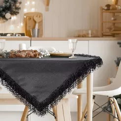 Bieżnik 40x140 JASPER czarny wykończony wyrazistymi frędzlami z kolekcji Premium